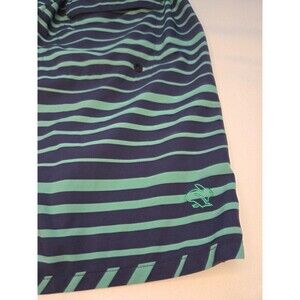 Rabbit Men's Surf 'n Turf Shorts 7"  Brief Lined Striped Navy Green/Teal Medium
